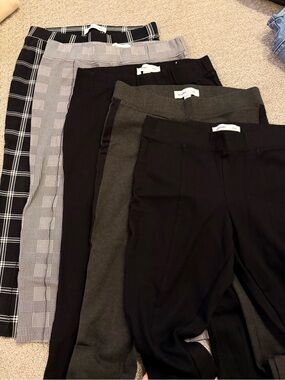 5-Pack Womens Ponte Leggings Bundle in Black, Gray, Plaid